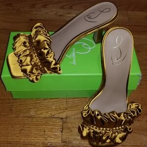 Sam Edelman mule satin gold heel sz 8 1/2